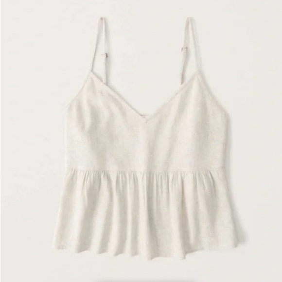 Abercrombie & Fitch Tops - Abercrombie & Fitch Linen Blend V-Neck Cami Cropped Tank Top